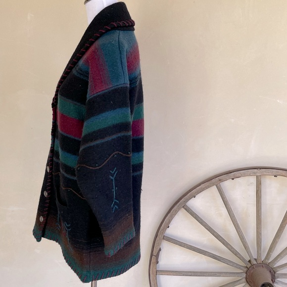 WOOLRICH Rugged Outdoorwear Wool Western Southwestern Whipstitch Warm Jacket USA - Picture 10 of 12